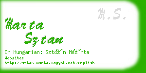 marta sztan business card